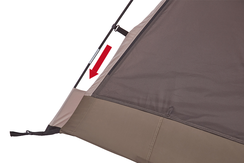 一人でも簡単に設営できるポールポケット
