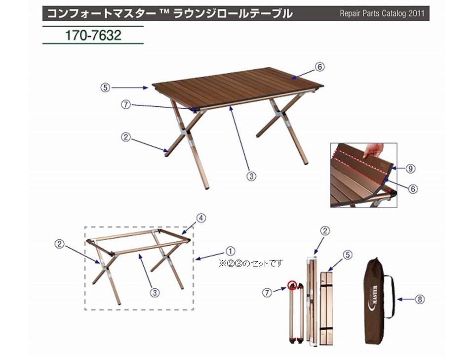 フレームセット コンフォートマスター ラウンジロールテーブル用 コールマン オンラインショップ