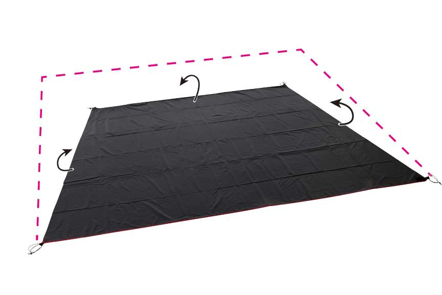 ４Sワイド2ルームカーブの台形で使用する場合はロゴの面を下にし、地面側に折り畳んで使用