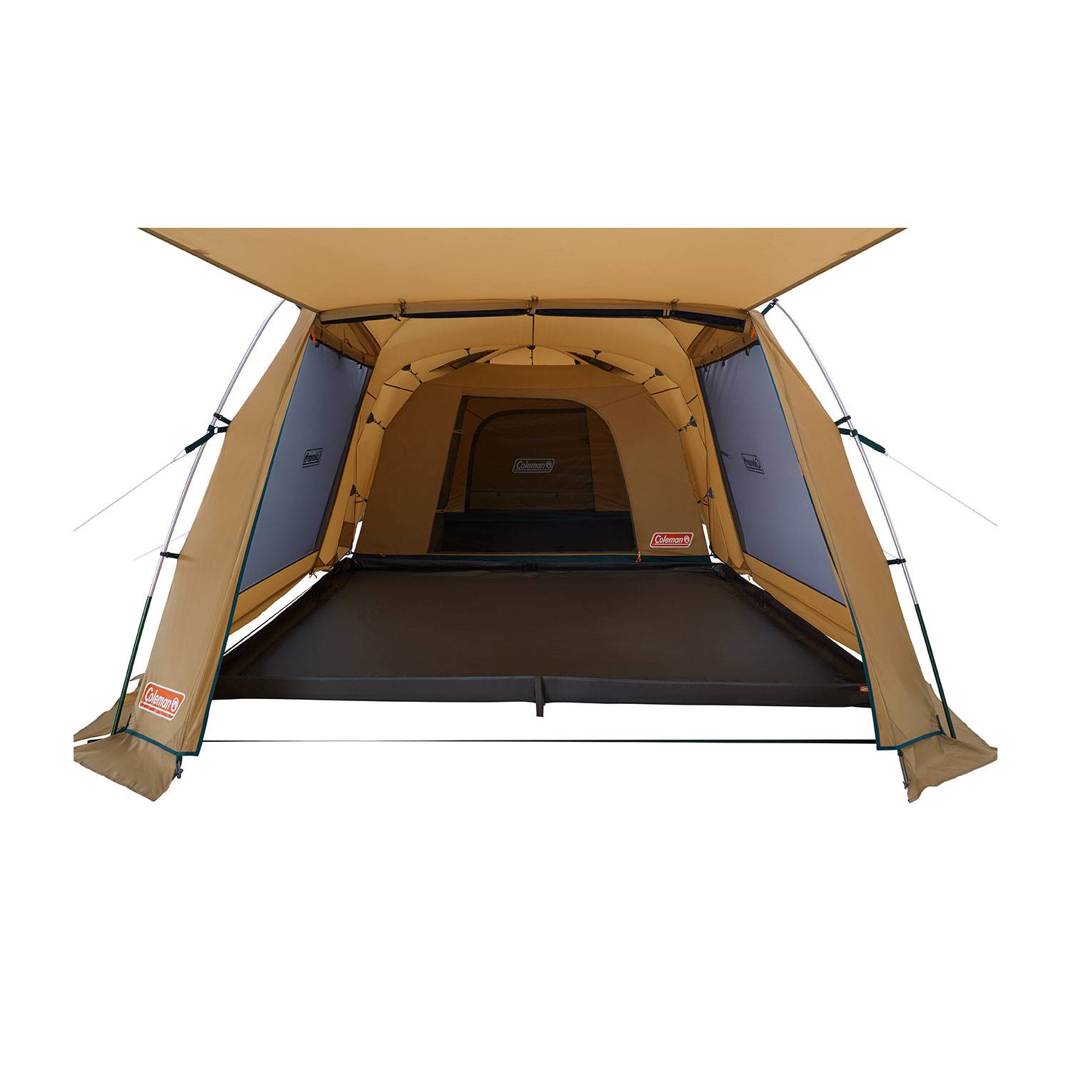 アウトドア テント/タープ クロスフレームで建てやすくワイドスペースのリビングを備えた2ルーム 