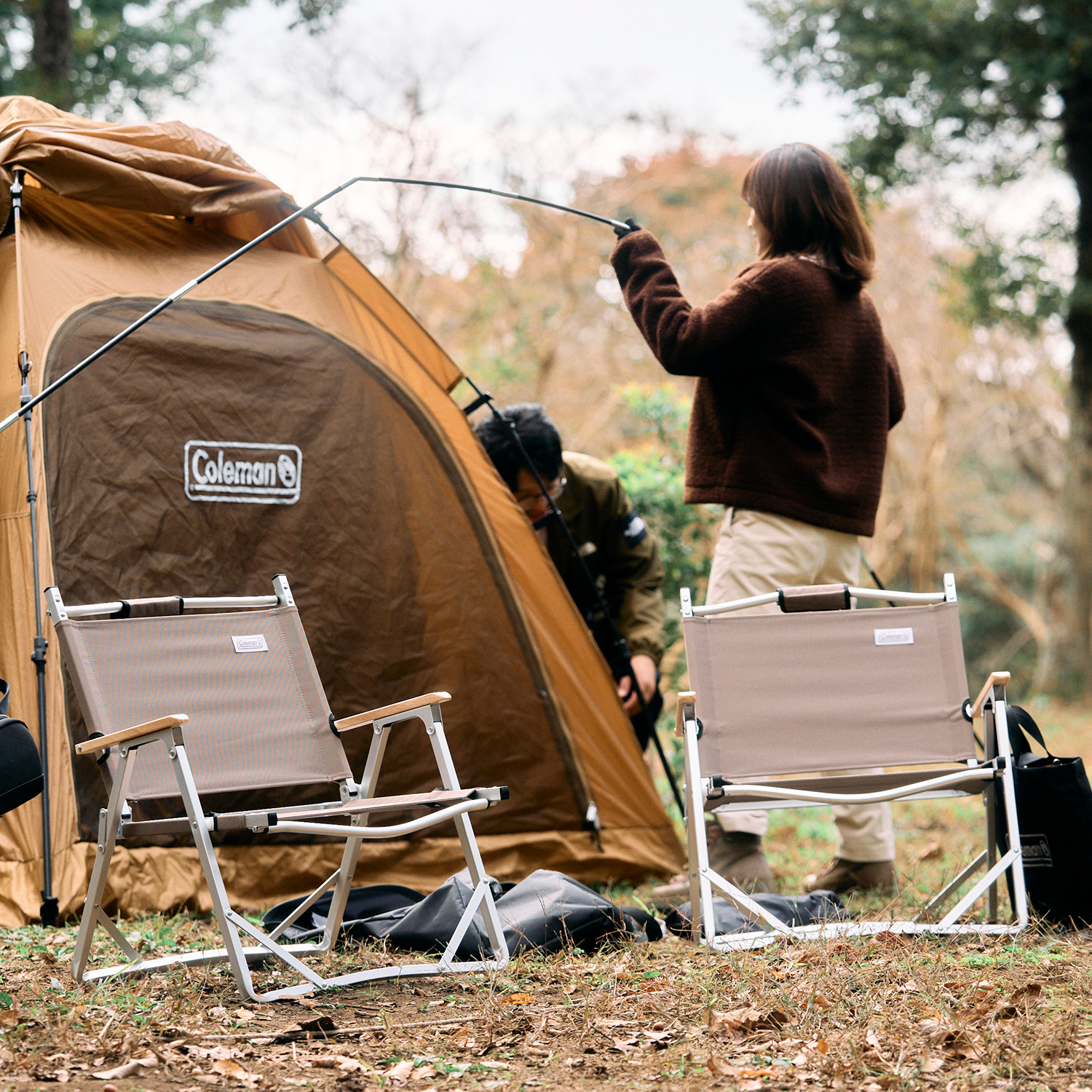 コンパクトフォールディングチェア(グレージュ)