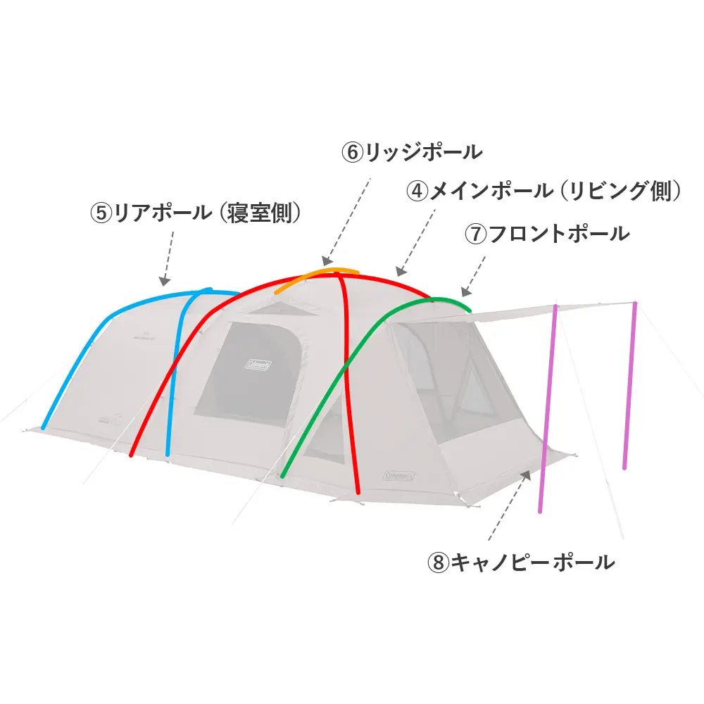 タフ2ルーム/DX 3025（グレージュ）用フロントポール