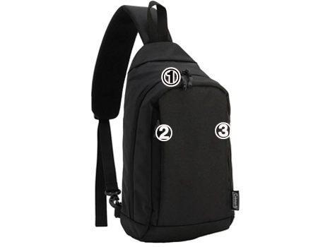 アトラスマルチスリングバッグブラック外側ポケット