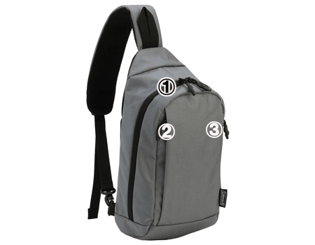 アトラスマルチスリングバッググレー外側ポケット