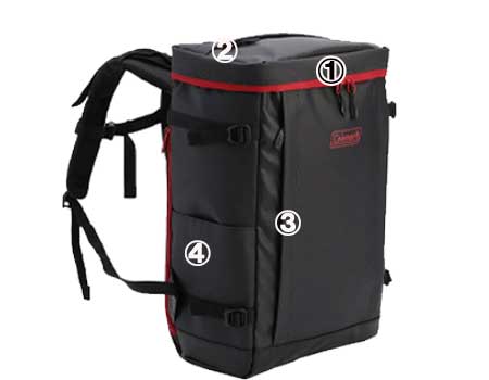 シールド30ヘザーブラックレッド外側ポケット