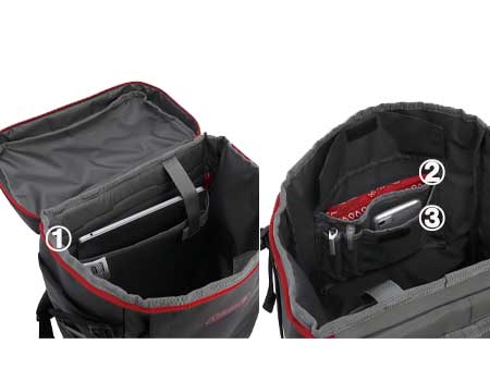 シールド30ヘザーブラックレッド内側ポケット