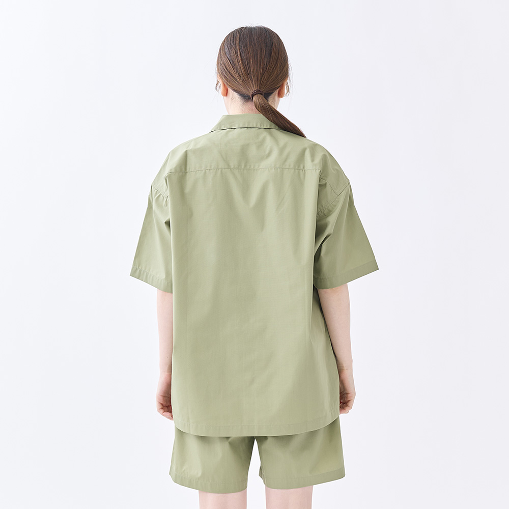 ゼロテックス オープンカラーシャツ（カーキ）