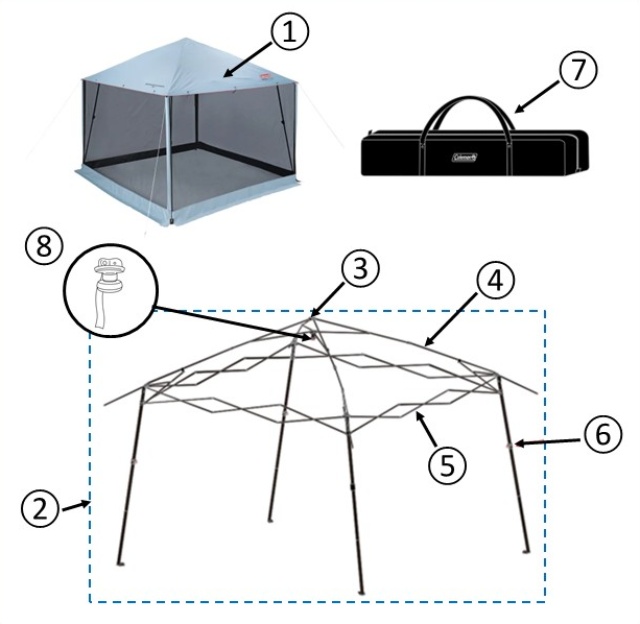 ④インスタントバイザーシェードⅣ スクリーンハウス/L DR用ルーフフレーム