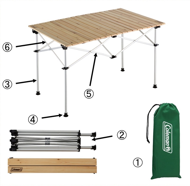 コールマン　ナチュラルウッドロールテーブル　120