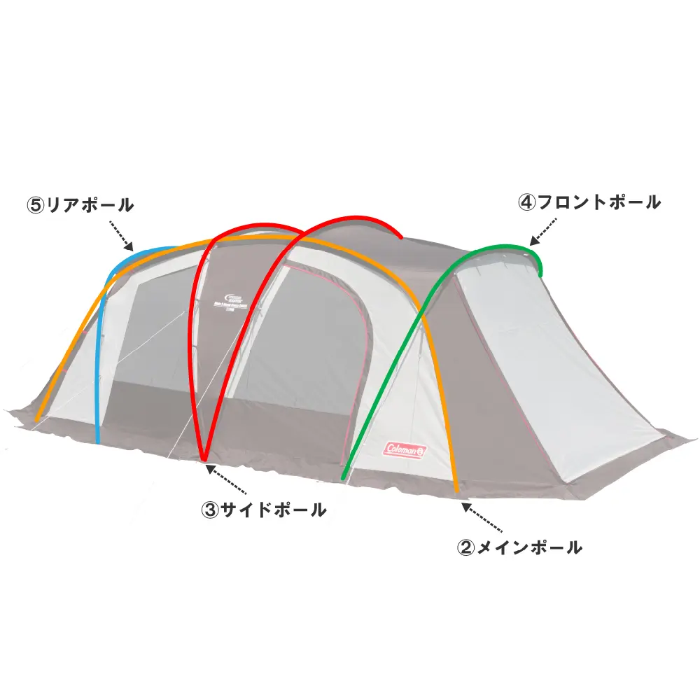 サイドポール1本｜ウェザーマスターワイド2ルームコーチ用交換パーツ③
