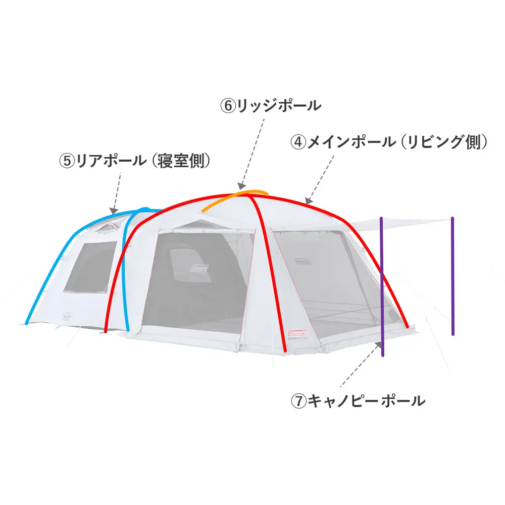7番｜タフスクリーン2ルームエアー/ LDX+用キャノピーポール（1本）